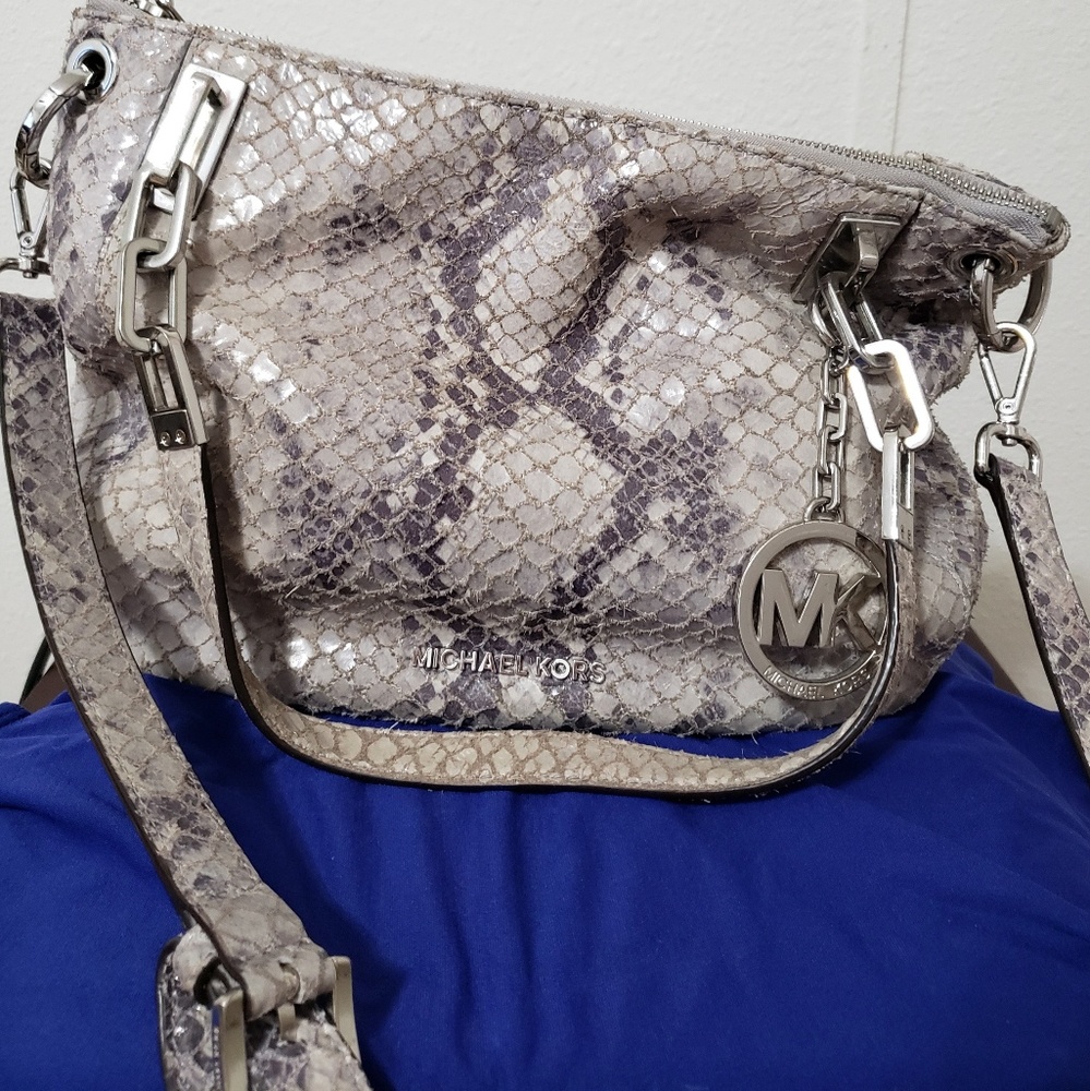 MICHAEL KORS Pearl Grey Python purse